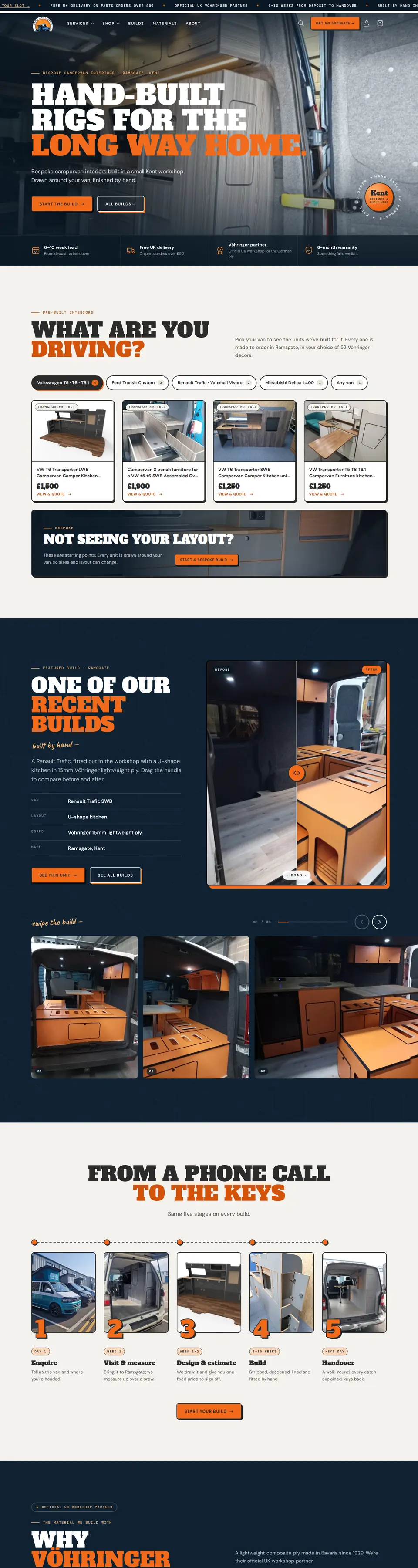 Homepage of the Maple Leaf Campers Shopify store